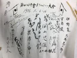馬場忠三郎他　『日本スキー選手団寄せ書き：第4回ガルミッシュ冬季オリンピック』　ファクシミリ版　1936年 / A Signing Sheet by Japanese National Ski Team on the 4th Winter Olympic Game at Garmisch-Partenkirchen, Germany, 1936.