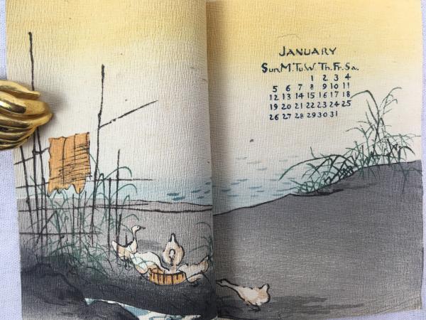 ちりめんカレンダー 西宮與作 / 金子徳次郎 『1958年カレンダー