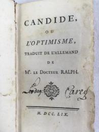 [ヴォルテール] 『カンディード、あるいは楽天主義』 1759年　[ジュネーヴ刊？] / [Voltaire], Candide, ou L'Optimisme, traduit de l'Allemand de Mr. Le Docteur Ralph. 1759