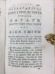 ティソ／アダム・スミス　『パン、経済と穀物の栽培』　1782年　ヴェネッィア刊 / 
Tissot, Del pane e della economia e coltura de' grani. Dissertazione del Signor Tissot in confutazione d'un opuscolo del Signor Linguet contro l'uso del pane, e del grano. Venezia, Bassaglia, 1782