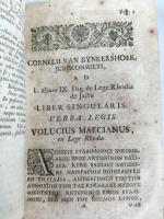 バインケルスフーク　『海洋主権論』　初版　1703年　ハーグ刊 / Bynkershoek, Cornelius van, Ad L. Axiosis IX. De Lege Rhodia de Jactu Liber Singularis. Et de Dominio Maris Dissertatio. Hagae Batavorum, Joannem Verbessel, 1703 