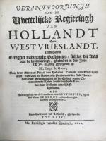 フーゴー・グロティウス　『ホーランドおよびウェスト・フリースランドの合法政府弁護論』　オランダ語版初版　1622年　ホールン刊 / Groot, Hugo de, Verantwoordingh van de Wettelijcke Regieringh van Hollandt ende West-Vrieslandt. [Hoorn, I. Willemszoon], 1622
