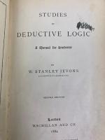 ジェヴォンズ　『演繹論研究』　第2版　1884年　ロンドン刊 / Jevons, W. Stanley, Studies in Deductive Logic. A Manual for Students. Second edition. London, Macmillan, 1884.
