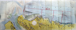武州稲荷新田より大島村海岸通大筒町御取建場所絵図