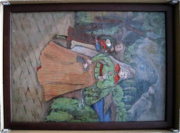 ガラス絵「西洋画・親子と乳母」