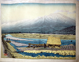 奥山儀八郎木版画　浅間山