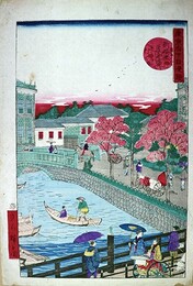 錦絵東京府下自慢競　新橋従蓬莱橋ステーション