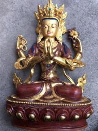 【チベット仏像】不空羂索観音坐像