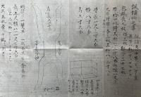 【写本】明障子山水屏風・誦経物箱包紙帯・鳥口等之寸法　3枚揃