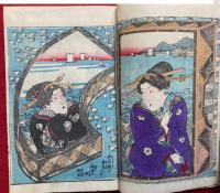 春色籬の梅（まかきの梅）　4巻　彩色木版画入