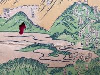 【鳥瞰図】信州木曽御嶽山図面　木版色刷