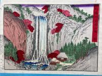 【彩色石版画】日本名勝　6図　（摂州江口君堂之図・大和吉野山蹴抜塔之図・和泉蟻通明神之図・摂州箕図山瀧之図・河内道明寺天満宮之図・勢刕鈴鹿嶺鈴鹿権現之図）