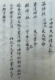 【写本】小田井大社伝来記・達書（光妙寺・養源寺ほか）