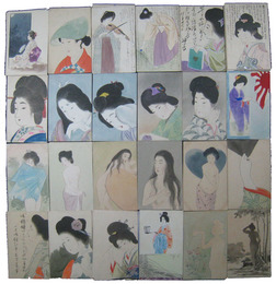 手書き女性絵葉書