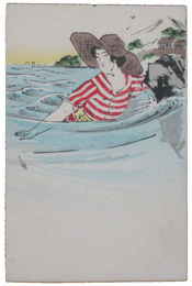 透かし絵葉書　海水浴