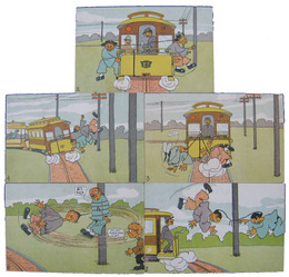 辮髪風刺漫画絵葉書