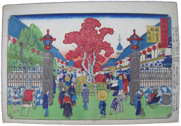 東京開化名勝　新吉原仲の丁松桜