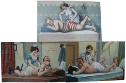 外国製デザイン絵葉書　漫画　マッサージ