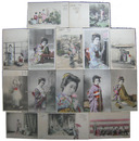 手彩色美人絵葉書