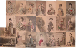 手彩美人絵葉書