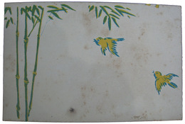 春画透かし絵葉書　竹と小鳥
