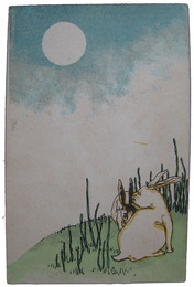 春画透かし絵葉書　月と兎
