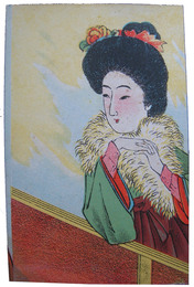 透かし絵葉書　ハイカラ女性