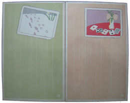 デザイン絵葉書　机上のトランプ／雪原の足跡