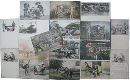 人力車手彩絵葉書