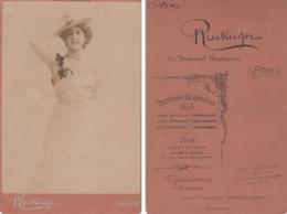 Vintage Albumen Print : Portrait of Carolina “ La Belle ” Otero with a hat.