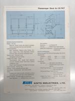 1枚刷り資料　KOITO Boeing B-747 Passenger Seat Model A.R.S-242-T　小糸工業（KOITO）製 ボーイング747 旅客座席 A.R.S‑242‑T 型　海外向け航空機内装品紹介
