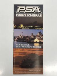 航空時刻表　PSA Flight Schedule New Service: San Francisco/Seattle Effective June 16, 1982,　パシフィック サウスウエスト航空 フライトスケジュール 新サービス: サンフランシスコ/シアトル線　1982年6月16日より有効