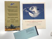 PAA Pan American World Airways Itinerarios del Sistema Edición en Español
En vigor: 10 de julio de 1956 / Passenger Contract Ticket and Baggage Check / Clipper Poatfolio　PAA パンアメリカン航空 総合時刻表 スペイン語版 1956年7月10日より有効 / 航空券&手荷物引換券 / 機内インフォメーション用ホルダー　3点セット