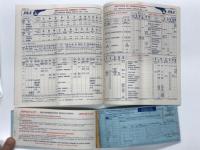 PAA Pan American World Airways Itinerarios del Sistema Edición en Español
En vigor: 10 de julio de 1956 / Passenger Contract Ticket and Baggage Check / Clipper Poatfolio　PAA パンアメリカン航空 総合時刻表 スペイン語版 1956年7月10日より有効 / 航空券&手荷物引換券 / 機内インフォメーション用ホルダー　3点セット