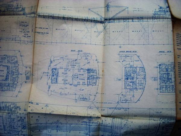 船舶 青焼き図面 1957年 三菱造船 横浜造船所 WORLD INTELLIGENCE号