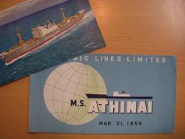 飯野海運建造 外国船 M.S.ATHINAI 進水記念 絵葉書