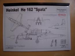 洋書　Heinkel He 162  Spatz : scale plans 1/72、1/48、1/32