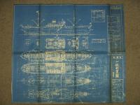 船舶 青焼図面 函館丸 一般配置図 完成図 下関造船所企画部 尺度200分の1