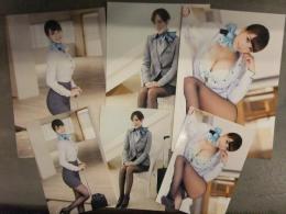 AV女優 逢坂優　「現役客室乗務員」 生写真 合計6種セット 大（21.5x15cm)3枚＋小（L版）3枚