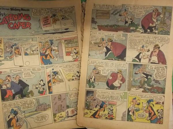 ウォルト・ディズニー ミッキーマウス３コマ漫画 原画 1961年 直筆サイン入 ウォルト・ディズニー ミッキーマウス Mickey Mouse カラー