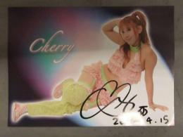 直筆サイン入り　チェリー Cherry　ポートレート 女子プロレスラー　2012年4月15日 日付入り