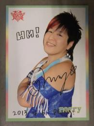 直筆サイン入　森居知子　morry モーリー ポートレート　女子プロレスラー 　2013年4月6日　日付入り 