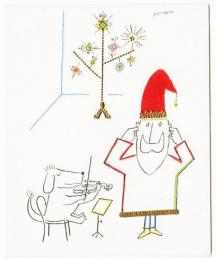 「サンタクロースと犬」 <Saul Steinberg ヴィンテージ・グリーティングカード>