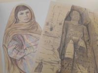 平山郁夫素描集 「わがシルクロード」 大型本 オフセット図版30点 別冊 平山郁夫素描集 「わがシルクロード」 大型本 オフセット図版30点＋