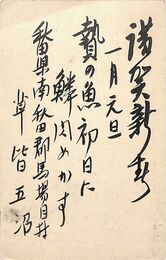 草皆五沼葉書（毛筆/年賀）