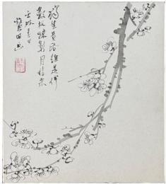 殿村藍田色紙 墨梅