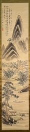 掛軸 岡田半江 清溪小隱圖