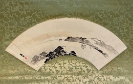 掛軸 森春岳 墨筆山水圖