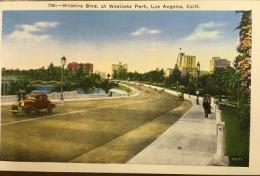 絵葉書　706:-Wilshire Blvd. at Westlake Park, Los Angeles, Calif.