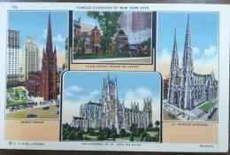 絵葉書　113 FAMOUS CHURCHES OF NEW YORK CITY （TRINITY CHURCH/LITTLE CHURCH AROUND THE CORNER/THE CATHEDRAL OF ST. JOHN THE DIVINE/ST. PATRICKS CATHEDRAL）　ⒸC.T.&CO.,CHICAGO　6A-H2744